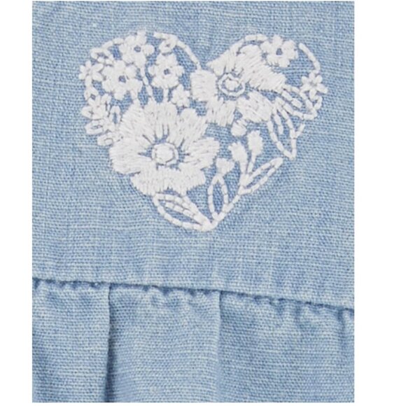 Baby Girls Carter's Blue CHAMBRAY Cotton Twill Romper Size 3 6 12 months NWT - Picture 3 of 6